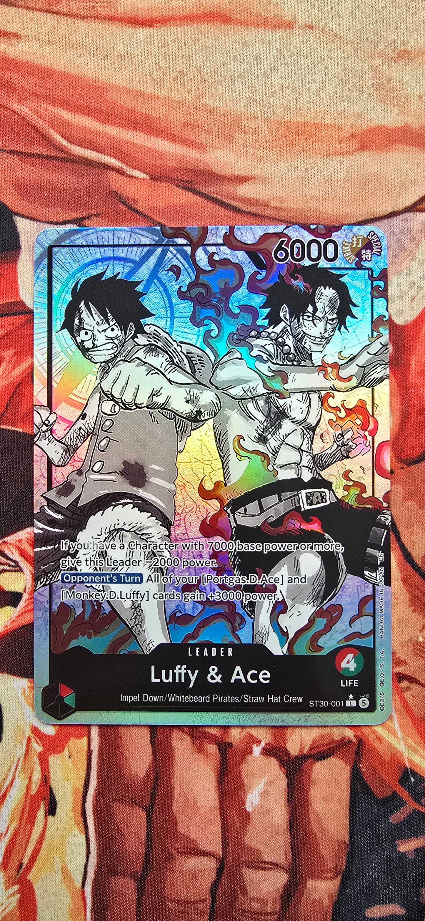 ST30 Luffy & Ace Alt Art Leader Textured One Piece Card Game OP TCG Proxy English