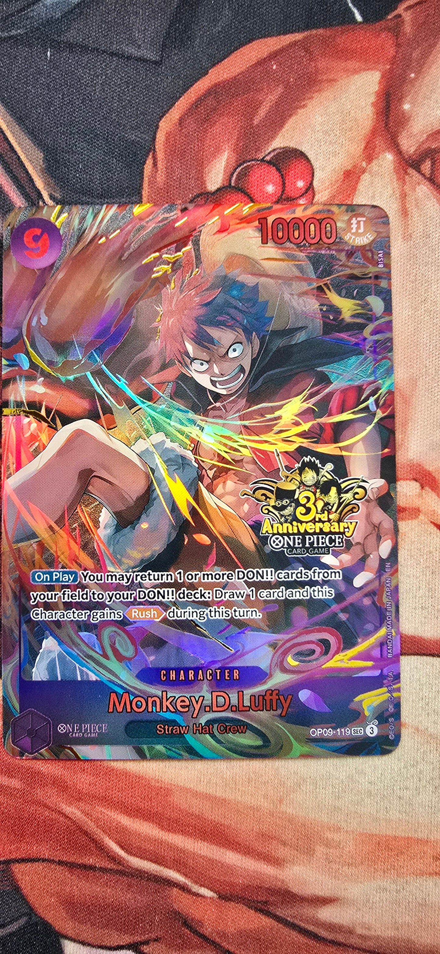 Monkey D Luffy 3rd Anniversary One Piece TCG Textured Custom Made Proxy Card