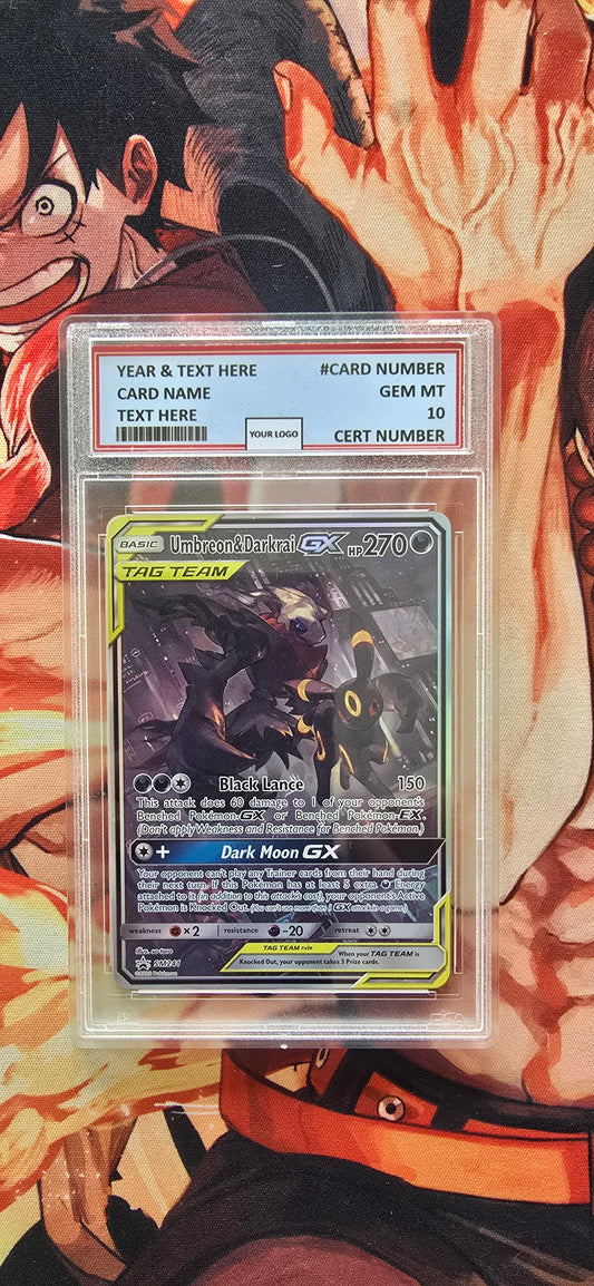 Graded PSA Style Umbreon & Darkrai Tag Team GX Moonbreon Blackstar Promo Holo Pokemon TCG Slab Proxy