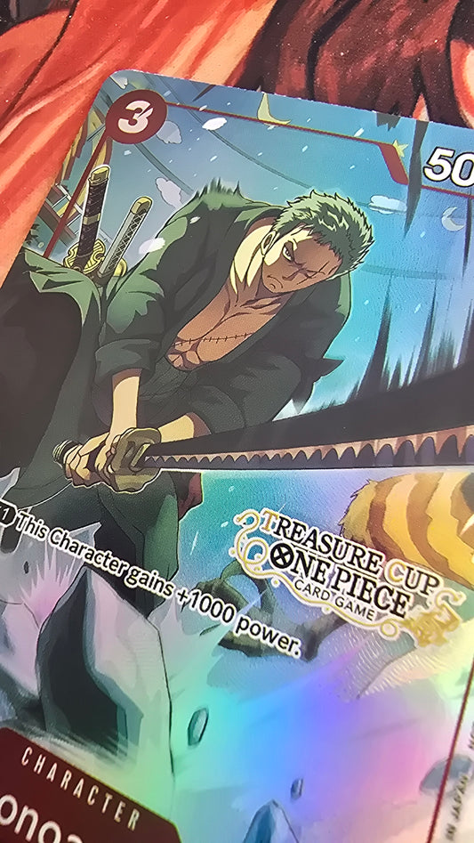 Roronoa Zoro Treasure Cup Exclusive One Piece TCG Textured Promo Custom Made Card