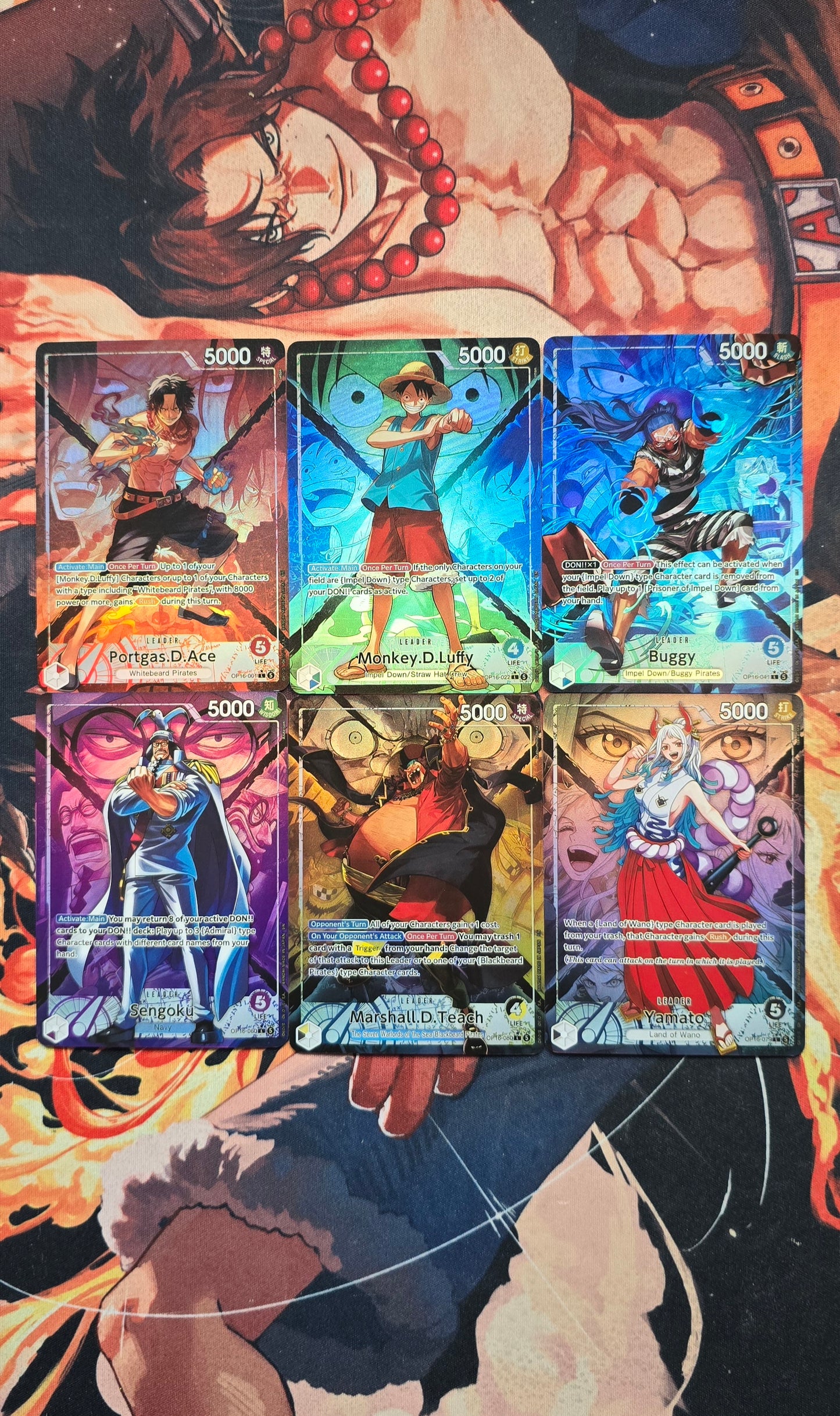 6 Card Bundle: OP16 Alt Art Leaders Holo One Piece TCG Proxy Cards English