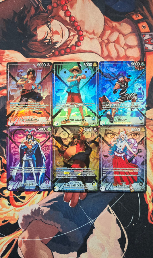 6 Card Bundle: OP16 Alt Art Leaders Holo One Piece TCG Proxy Cards English