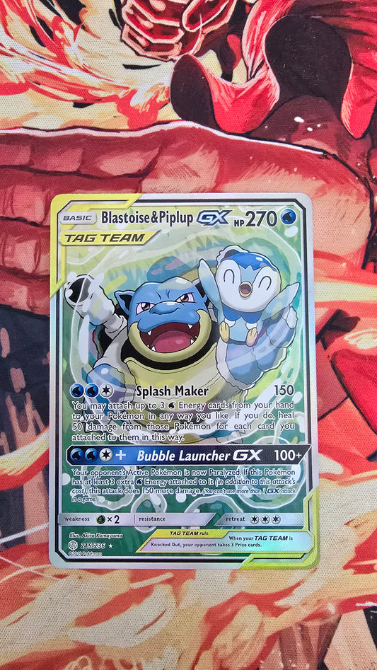 Blastoise & Piplup GX Tag Team Pokemon Cosmic Eclipse 2020 Proxy Card