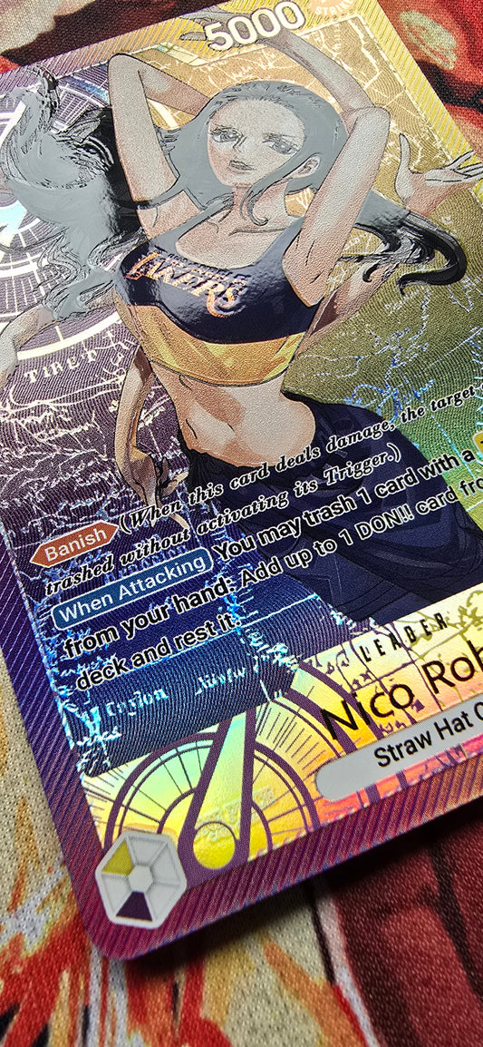 OP09 Nico Robin Los Angeles Lakers X One Piece Special Leader Premium Quality Textured Proxy Custom Made Card