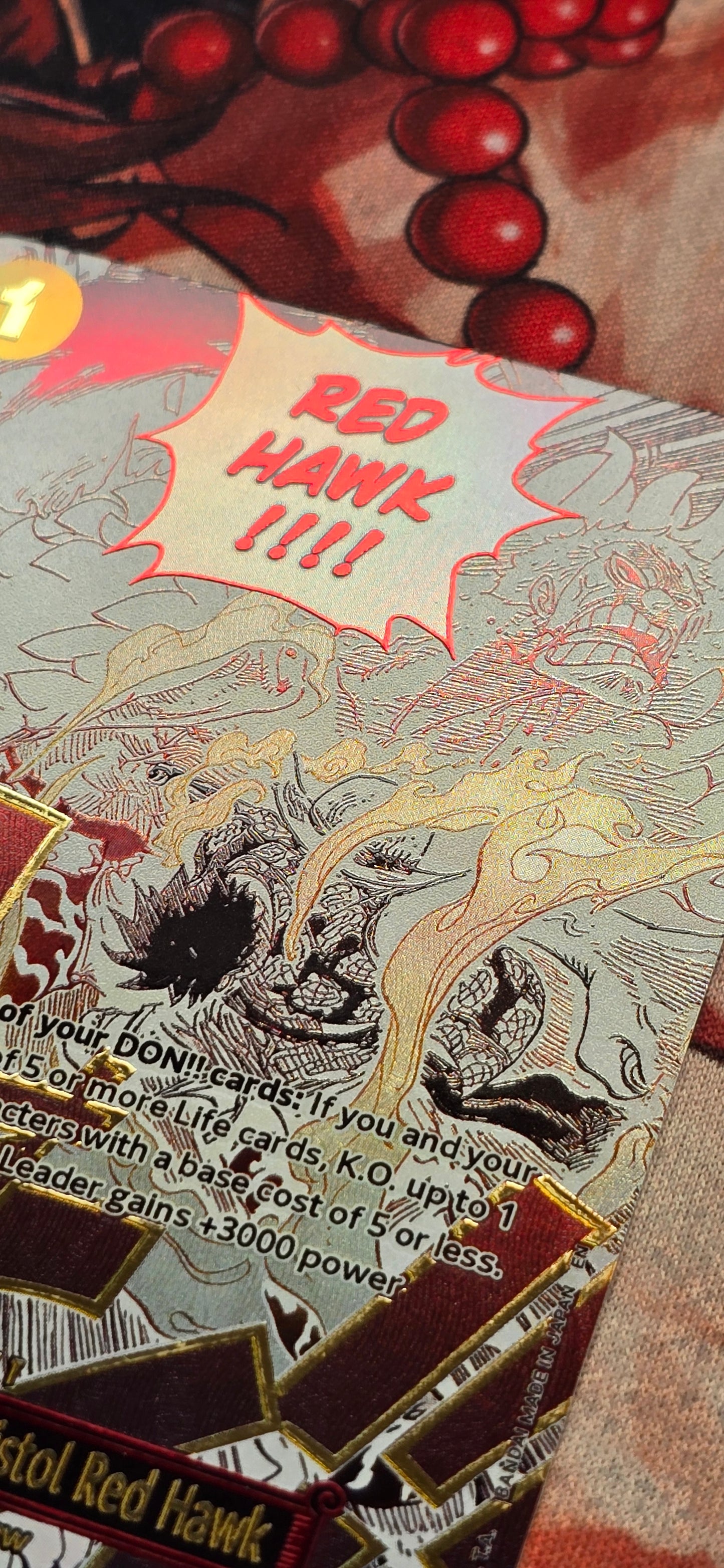 OP11 Manga Gum Gum Fire Fist Pistol Red Hawk One Piece Premium Textured Proxy Card