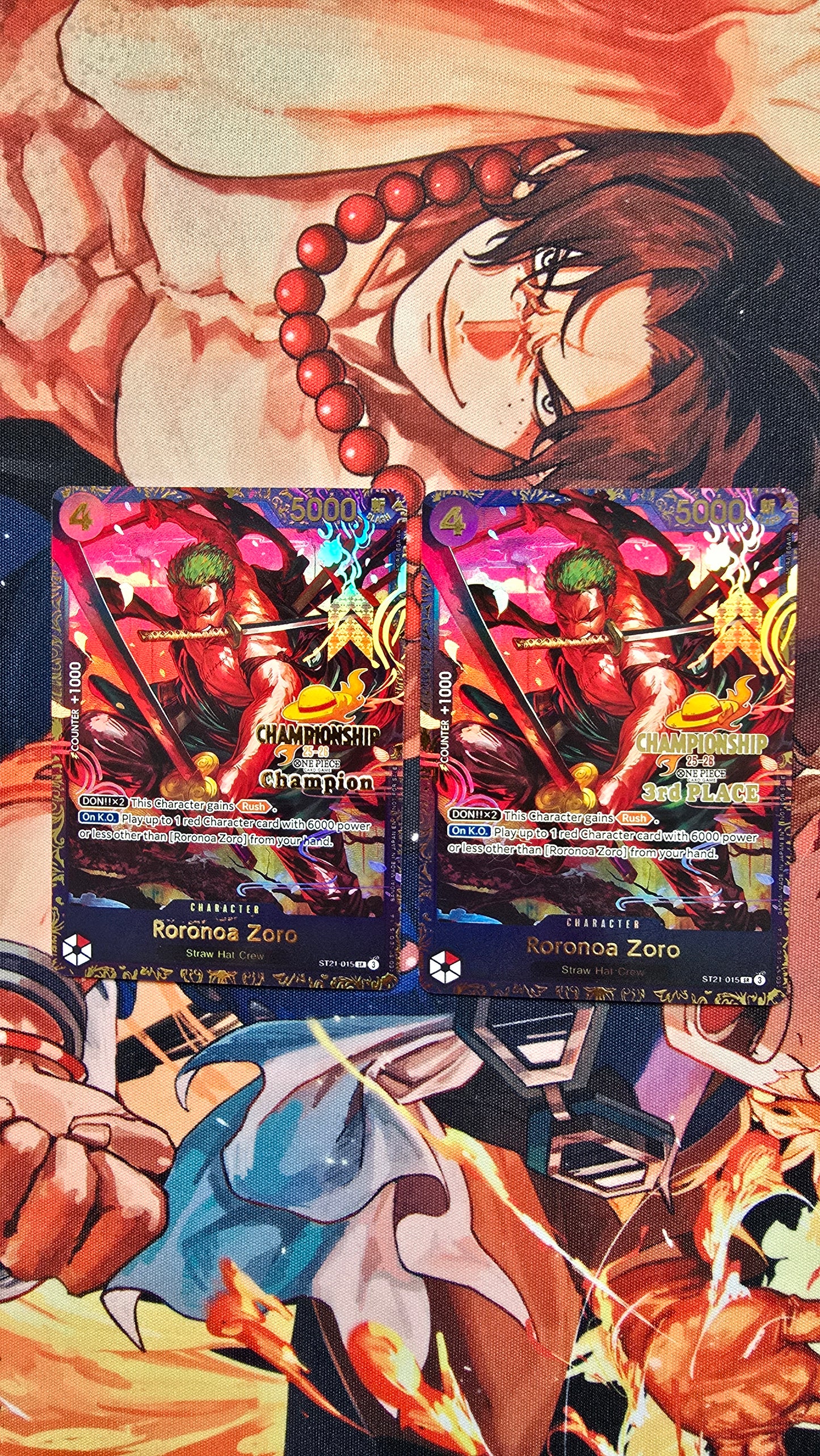 1st & 3rd Place Championship Roronoa Zoro One Piece TCG Textured Promo Custom Made Cards
