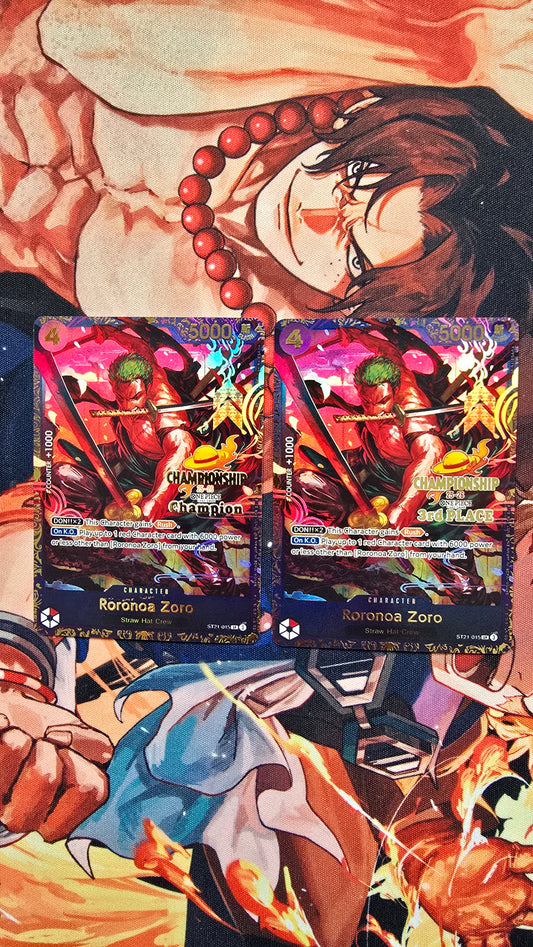 1st & 3rd Place Championship Roronoa Zoro One Piece TCG Textured Promo Custom Made Cards