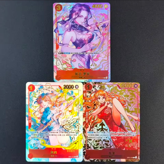 PREORDER Chinese 1st Anniversary Nami Blue, Nami Red & Robin Alt Art Exclusive One Piece TCG Textured Premium Custom Made Proxy