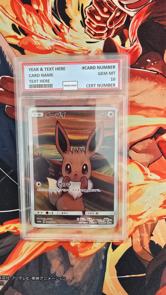 Graded PSA Style Eevee "Munch the Scream" Pokemon Japan Promo 287/SM-P TCG Slab Proxy - NON HOLO