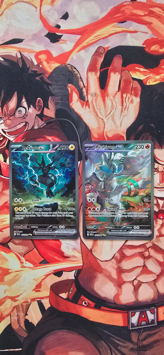 Zekrom & Reshiram EX #166 Black Bolt White Flare Pokemon Holo Textured Proxy Cards