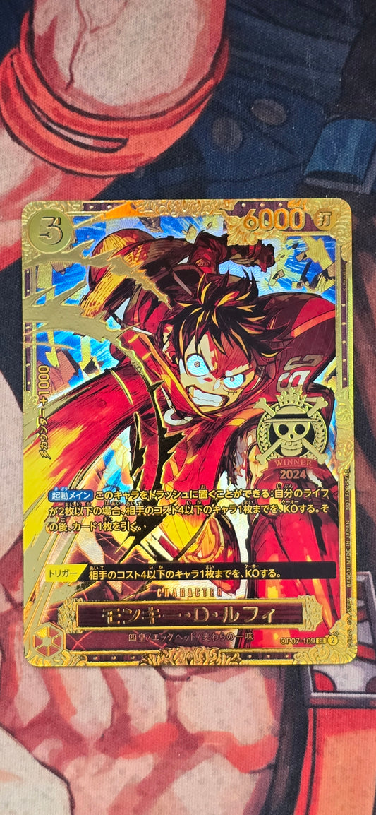 Monkey D Luffy Championship 2024 World Final 1st Prize One Piece Card Game Ultra Premium Extreme Quality Textured Flagship Card Proxy Japanese