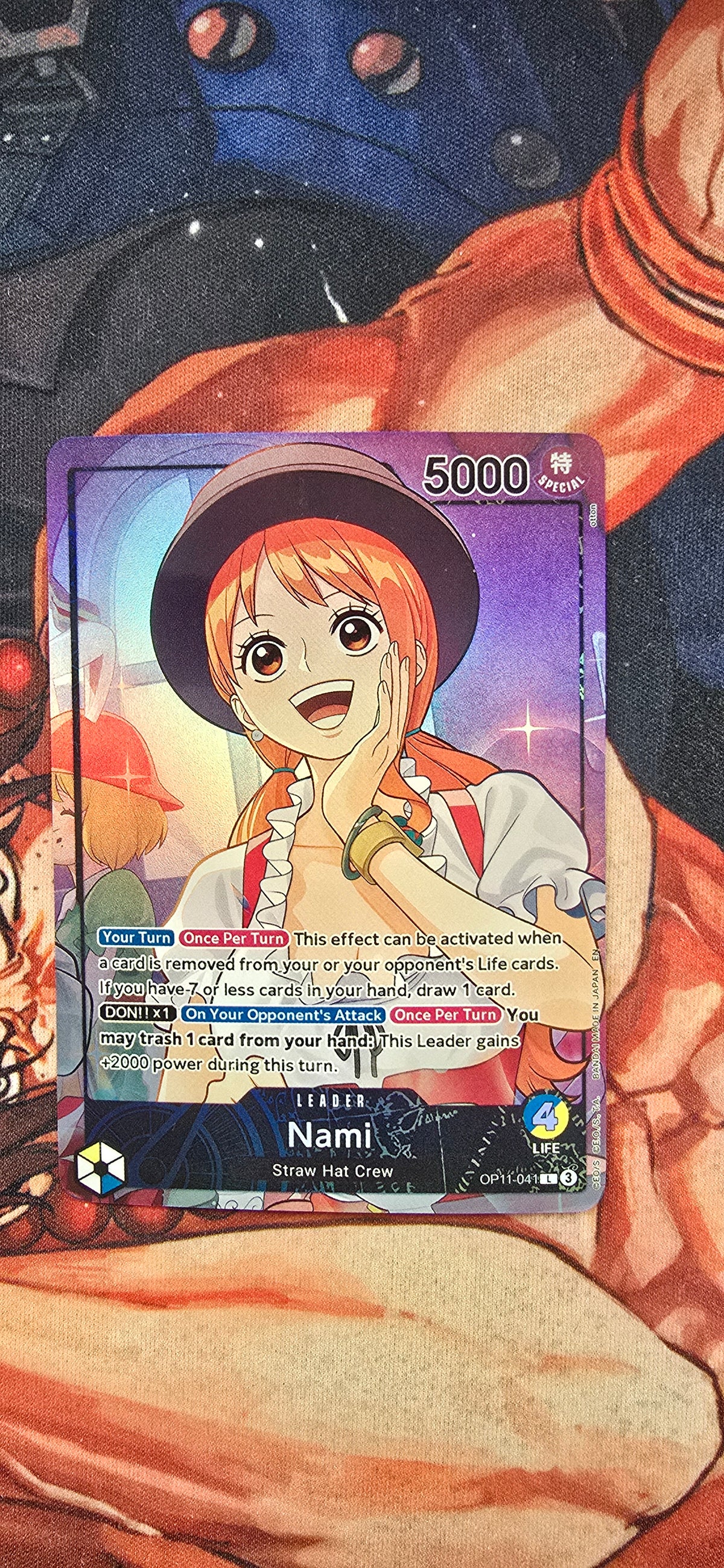 Nami Whole Cake Island Arc OP11-041 Promo Alt Art Premium Textured Holo One Piece TCG Proxy Leader Card