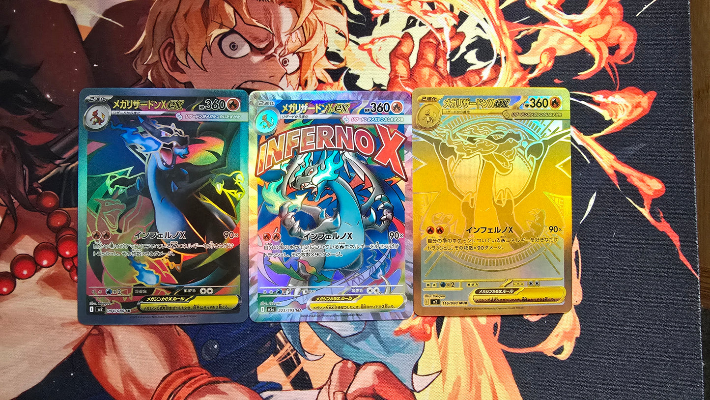 3 Card Bundle: Mega Charizard X ex  Pokemon Proxy Card Japanese