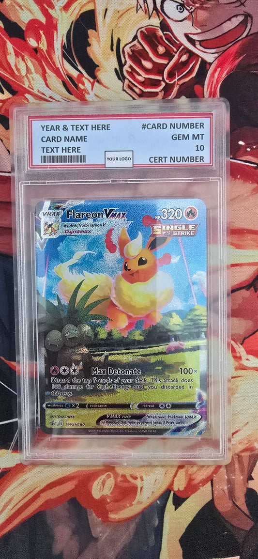 Graded PSA Style Flareon VMAX Sword & Shield Black Star Promo Cards Holo Pokemon TCG Slab Proxy