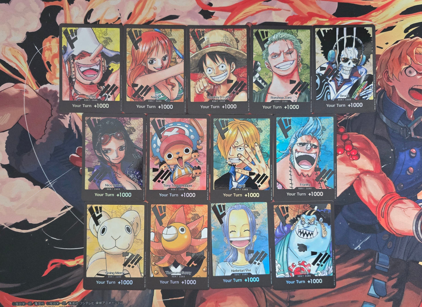 13 Card Bundle: Strawhat Pirates Crew DON Set! One Piece Custom Made Textured Cards