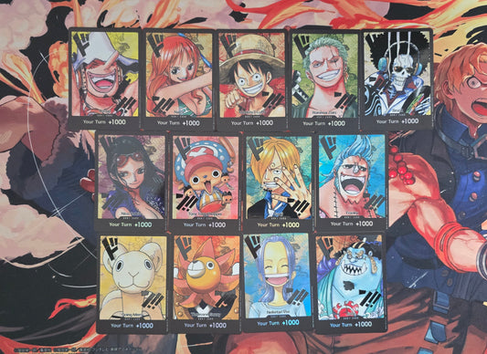 13 Card Bundle: Strawhat Pirates Crew DON Set! One Piece Custom Made Textured Cards