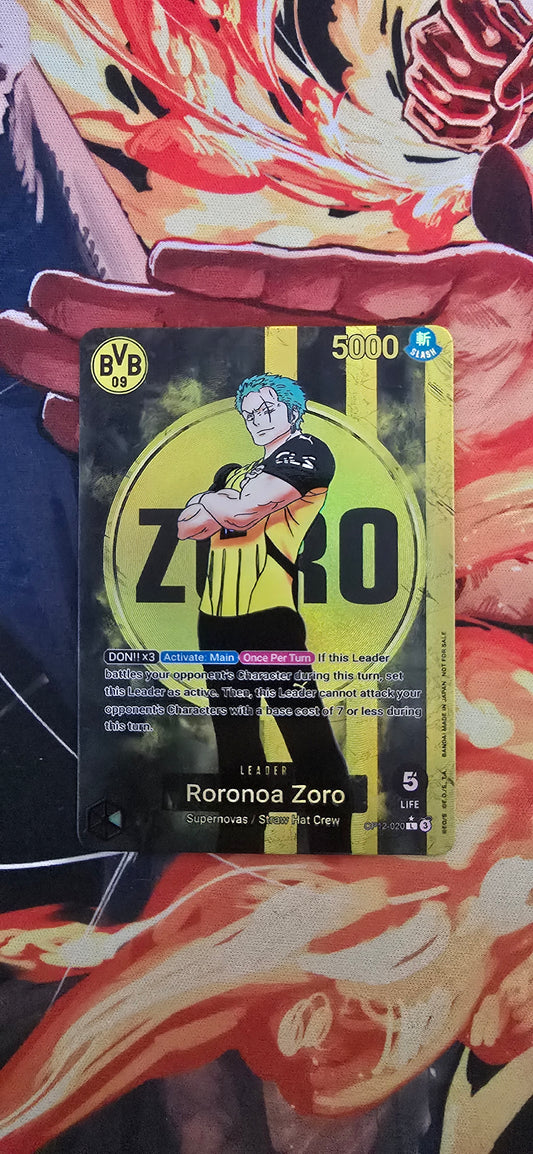 OP12 Roronoa Zoro BVB Borussia Dortmund X One Piece Special Leader Premium Quality Textured Proxy Custom Made Card