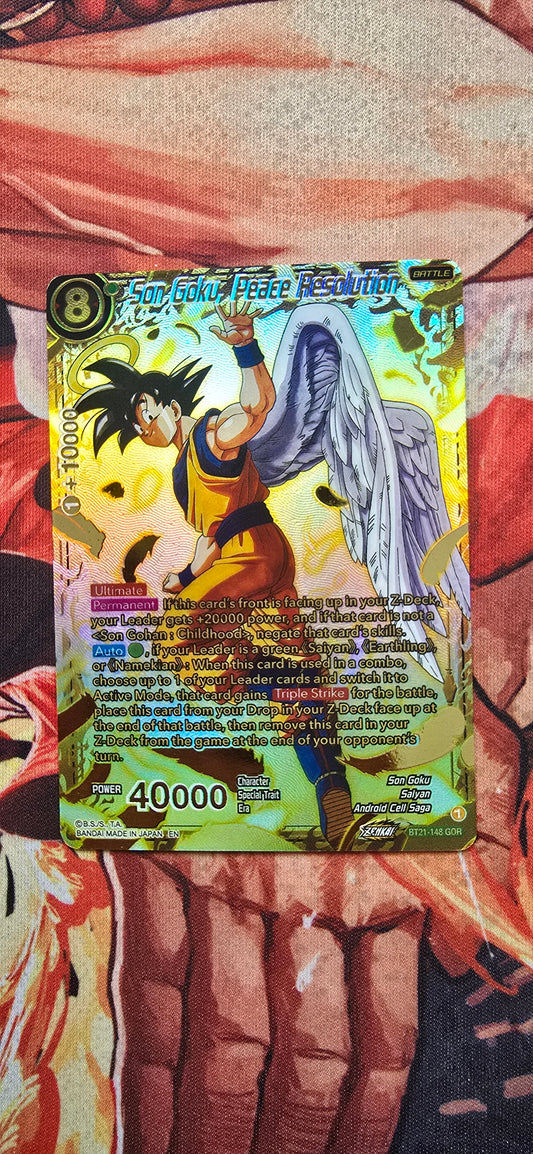 Son Goku, Peace Resolution God Rare BT21-148 Dragon Ball Super TCG Proxy Card