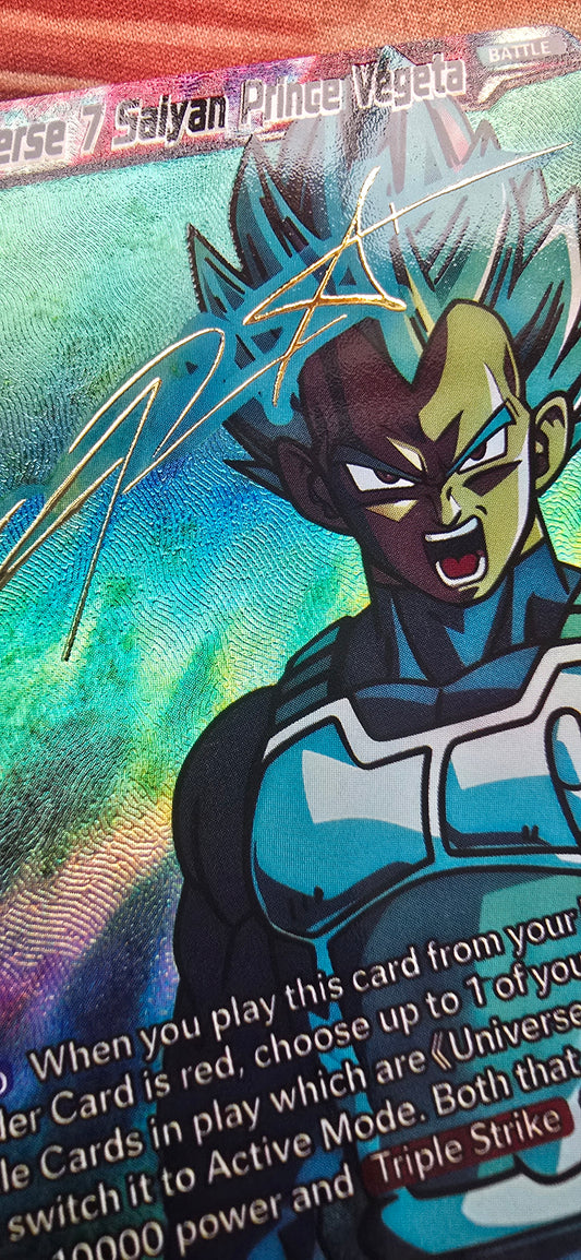 Universe 7 Saiyan Prince Vegeta TB1-004 SPR Dragon Ball Super Card Proxy
