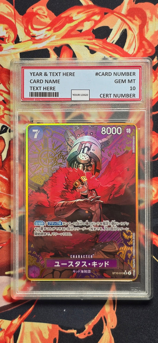 Graded PSA Style Eustass Kidd Gold AA One Piece Card Game Premium Quality Textured Japanese Card Proxy Slab