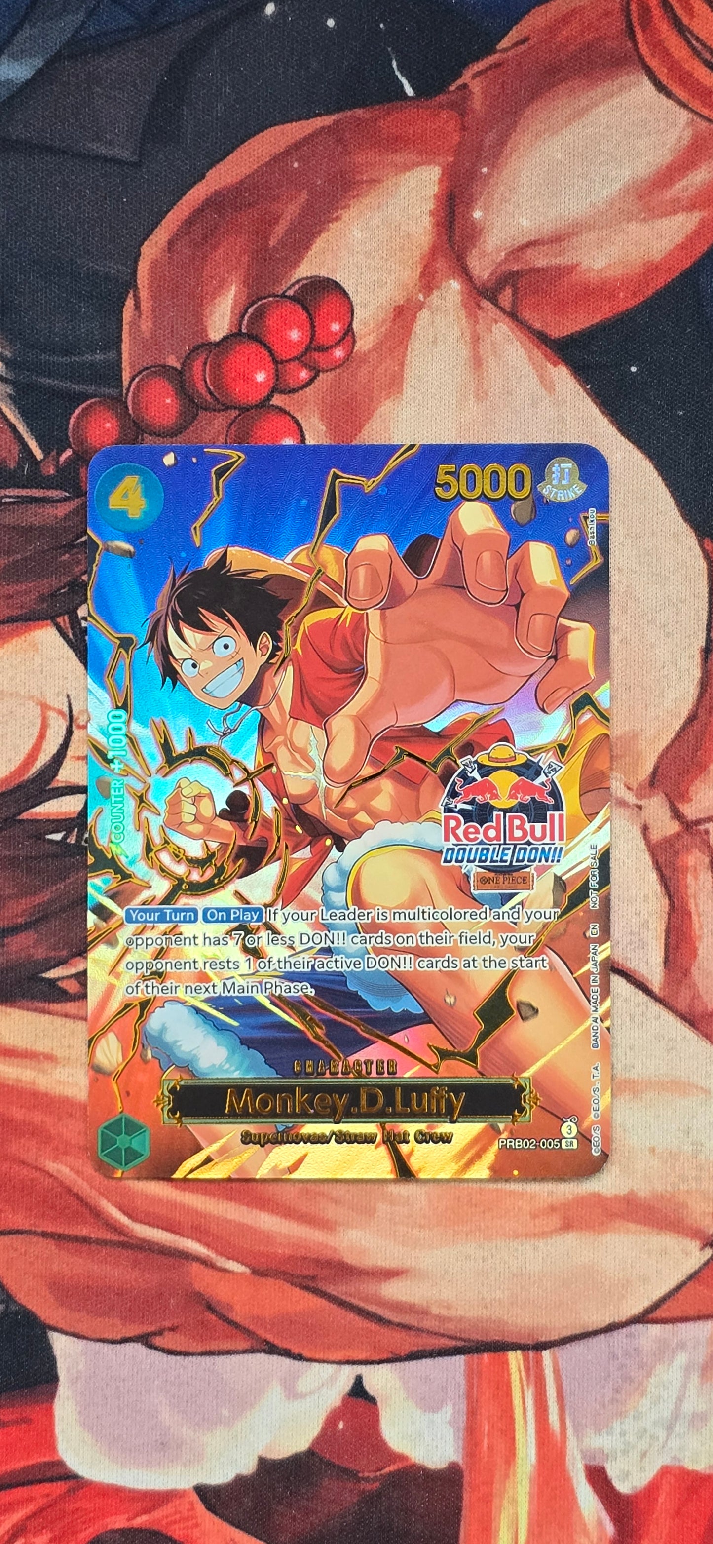 Monkey D Luffy Red Bull Double Don!! Winner One Piece Promo Premium Textured Proxy Card