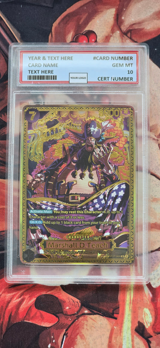 Graded PSA Style OP17 Marshall D Teach Gold SP ST27-025 Textured One Piece Card Game TCG Custom Made Proxy Slab