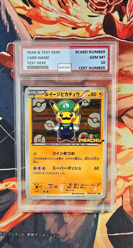 Graded PSA Style 2016 Pokemon Japanese Luigi Pikachu Holo 295/Xy-P Special Box Promo Tcg Slab Proxy