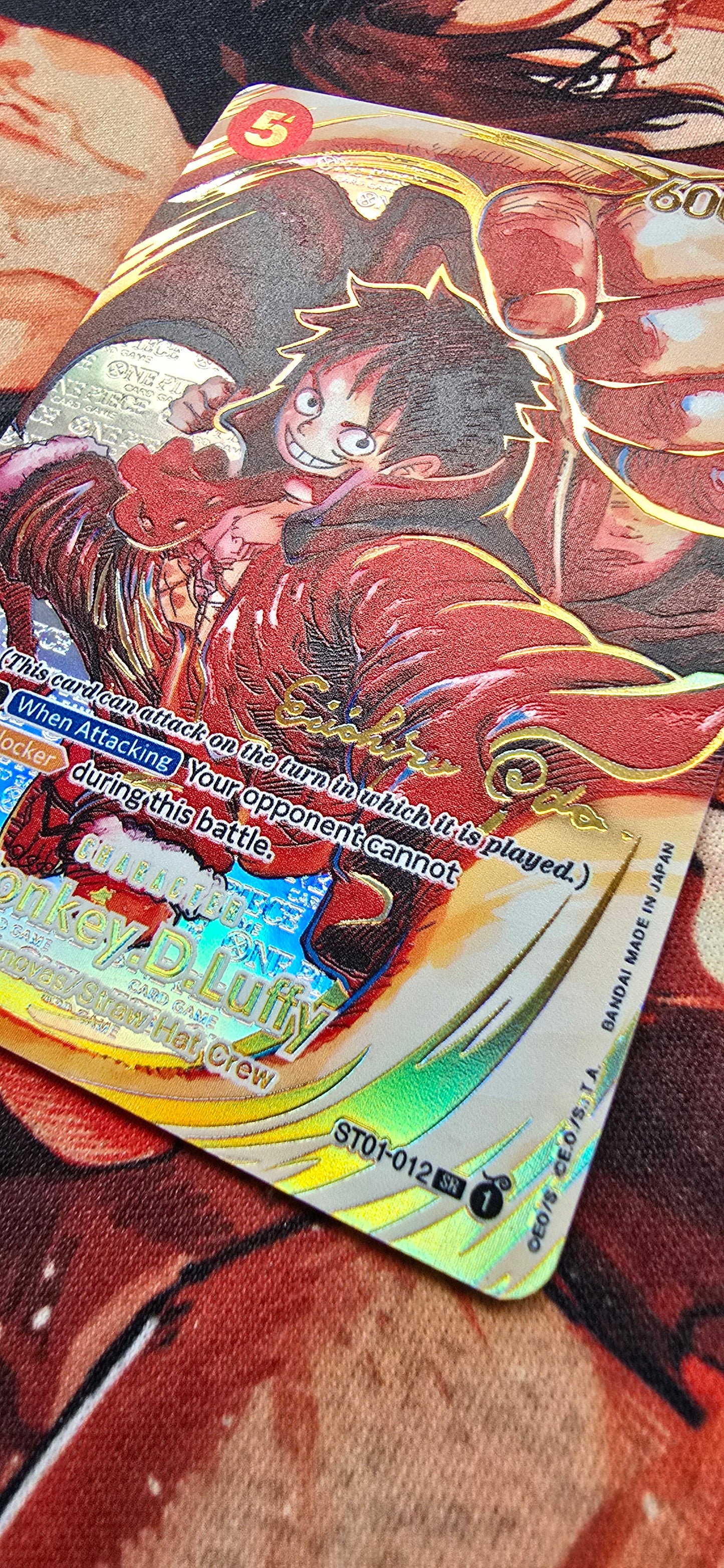 Oda Signed Monkey D Luffy ST01-012 Premium Textured English One Piece Card Game TCG Proxy Card