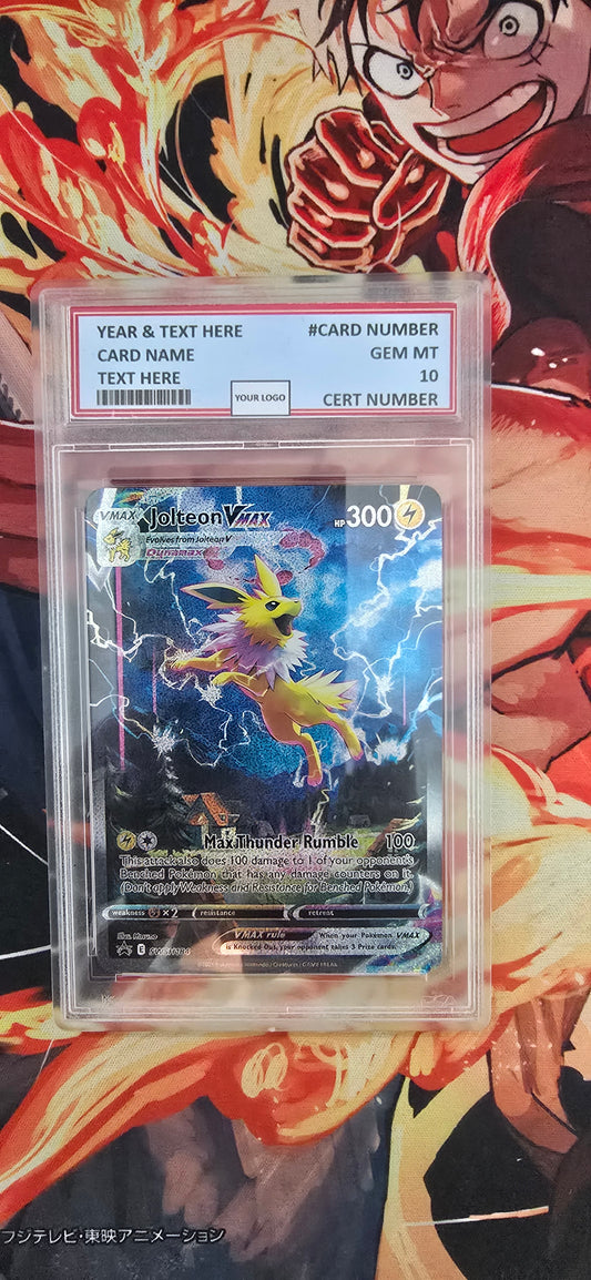 Graded PSA Style Jolteon VMAX Sword & Shield Black Star Promo Cards Holo Pokemon TCG Slab Proxy
