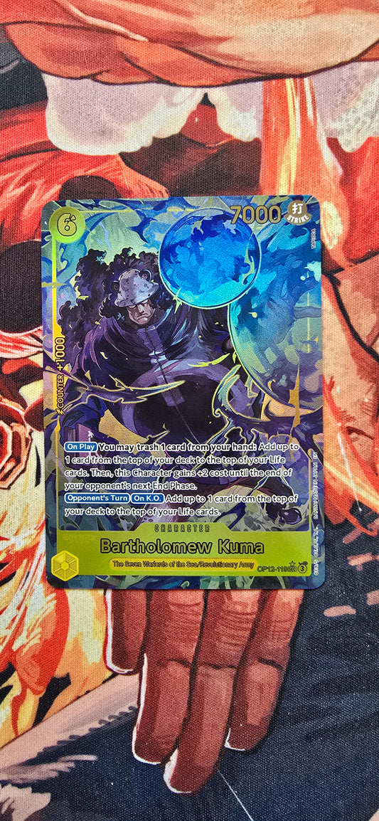 OP12 Bartholomew Kuma Alt Art Textured Holo One Piece TCG Proxy Card