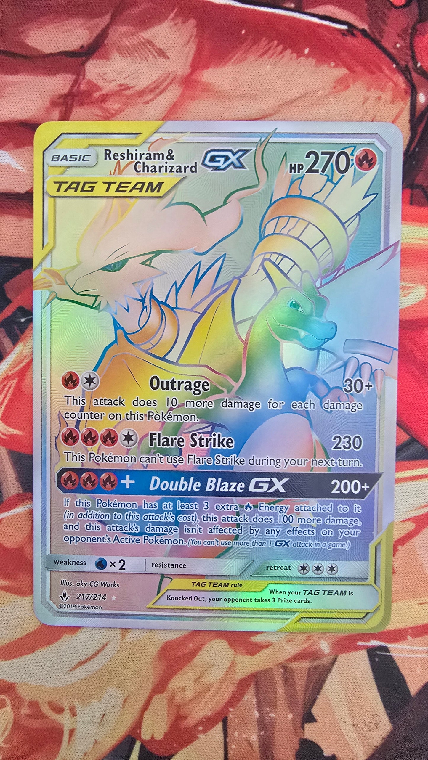 Reshiram Charizard GX Tag Team 217/214 Unbroken Bonds Hyper Rare Pokemon Proxy Card