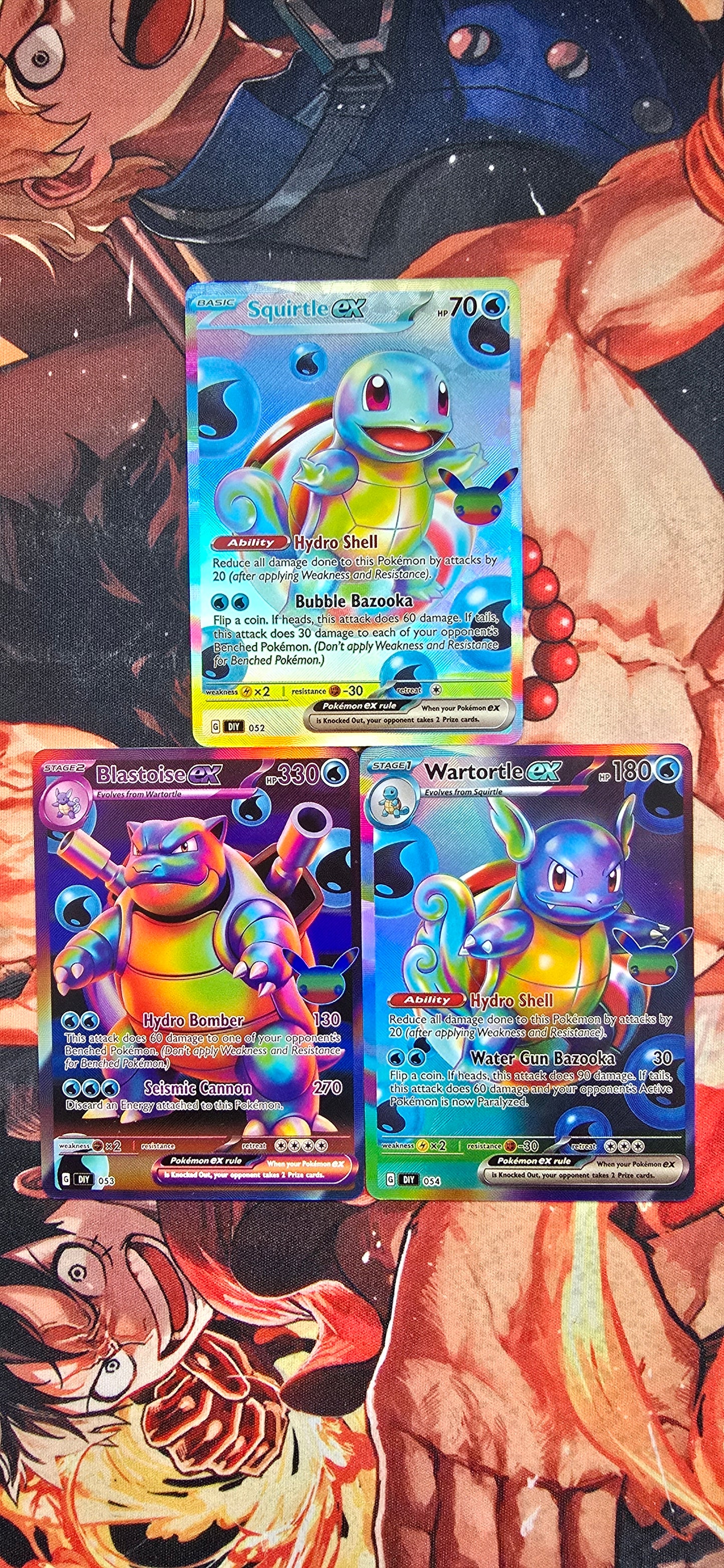 30th Anniversary Squirtle, Wartortle & Blastoise Pokemon TCG Custom Made Cards