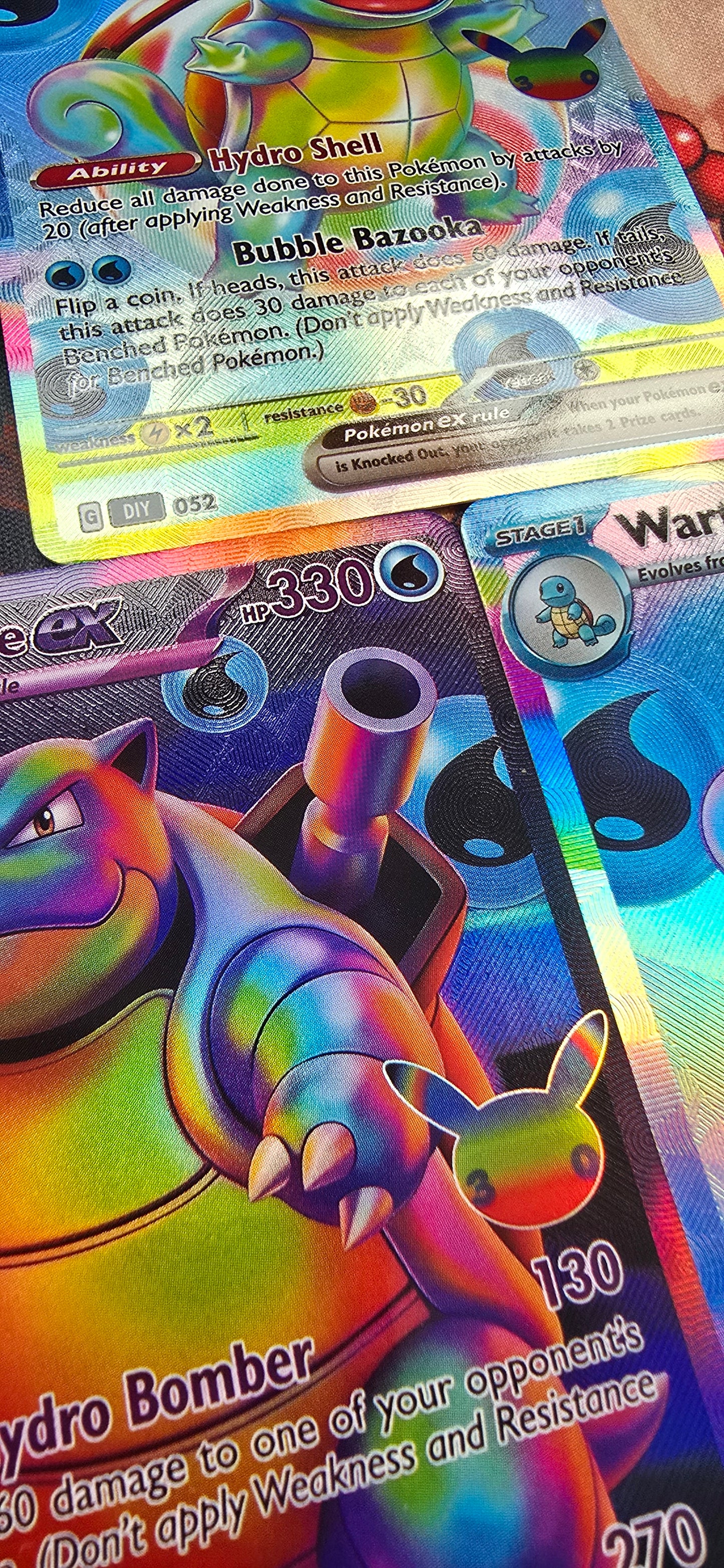 30th Anniversary Squirtle, Wartortle & Blastoise Pokemon TCG Custom Made Cards