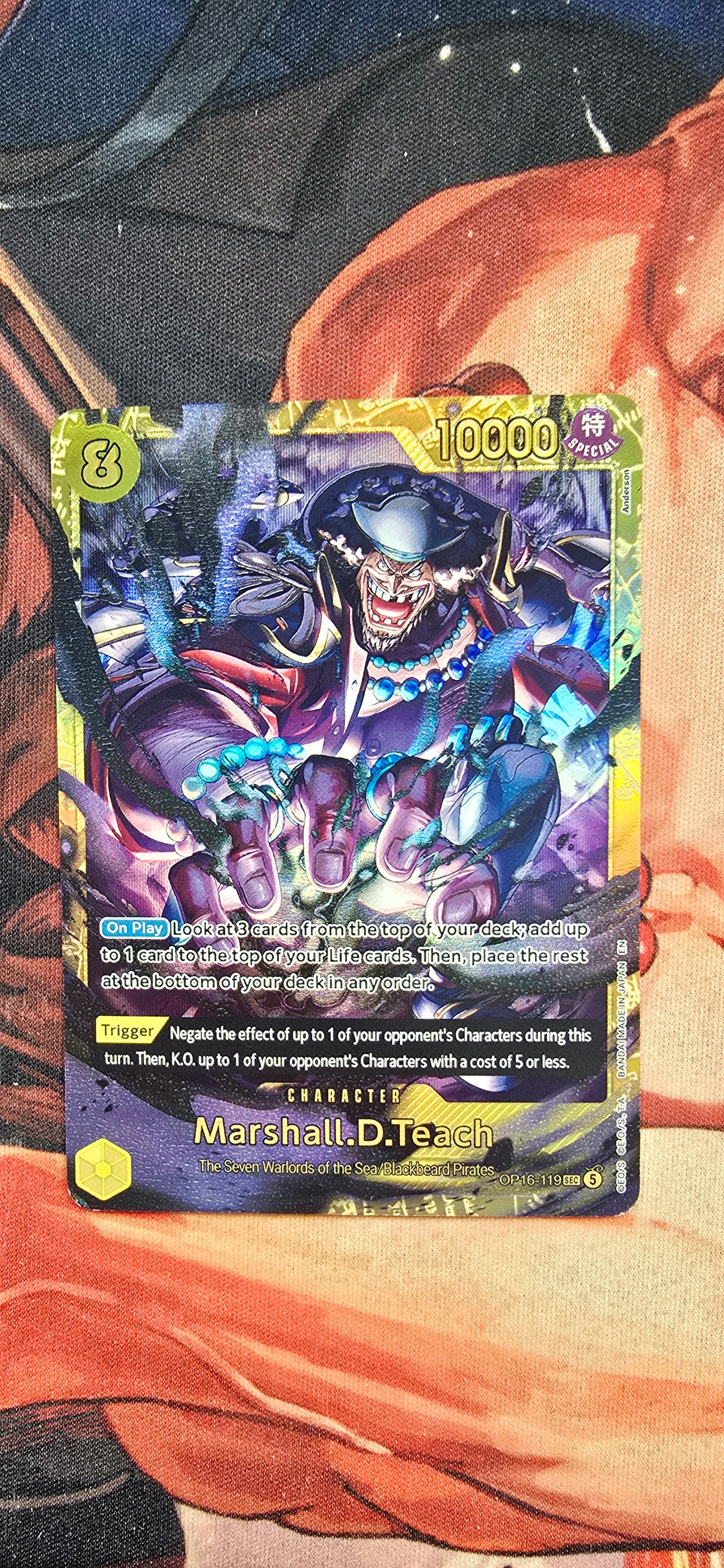 Marshall D Teach OP16-119 SEC Premium Holo One Piece TCG Proxy Card