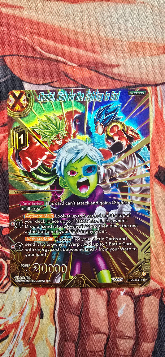 Cheelai, Wish For The Fighting To End BT25-144 Dragon Ball Super Legend Of The Dragon Balls Proxy Card