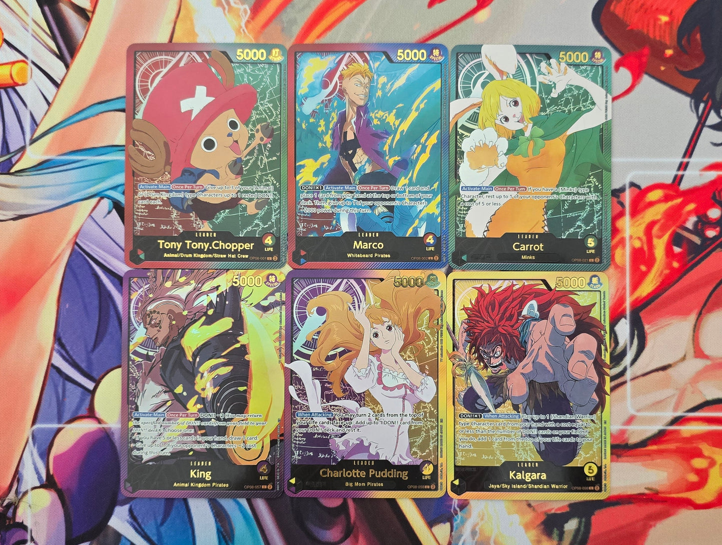 Gold One Piece Leaders Sets: OP05, OP06, OP07, OP08, EB01 OP TCG Card Proxy English