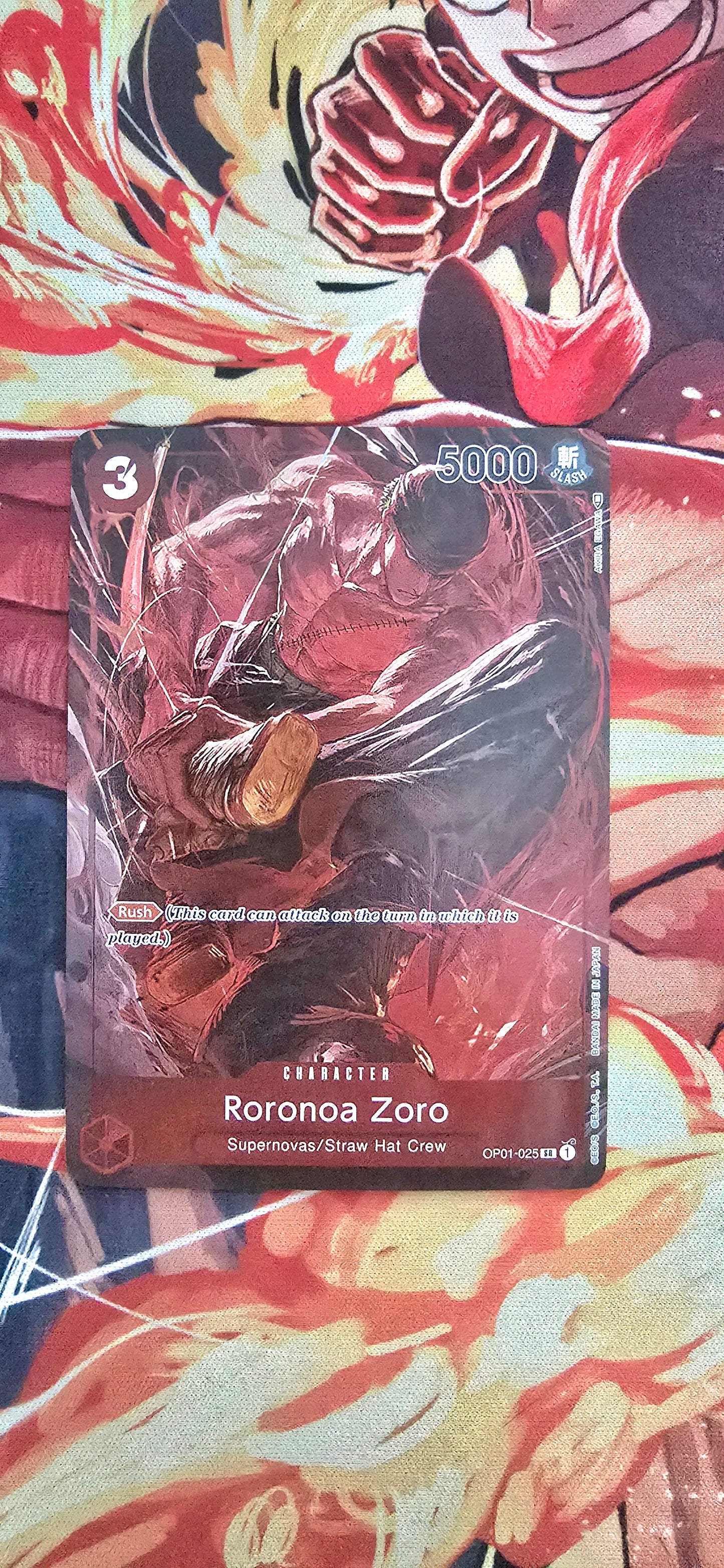 Roronoa Zoro Alt Art OP01 High Quality Textured Rare One Piece Card Romance Dawn Card Proxy