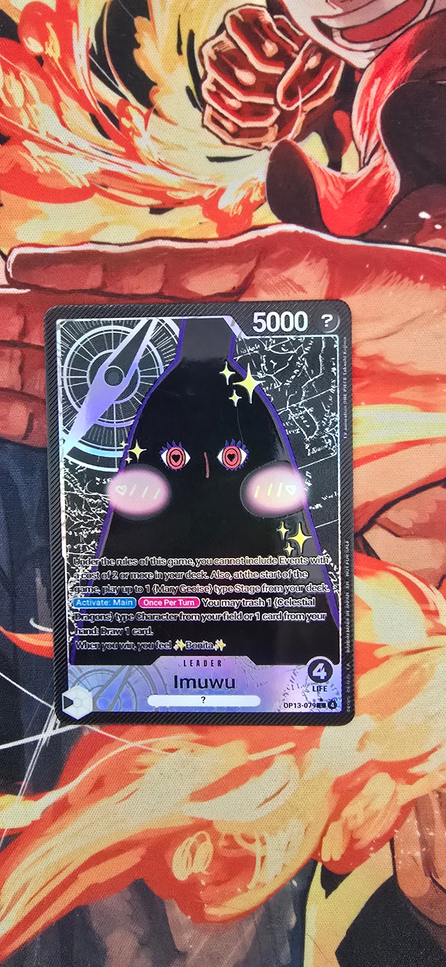 ✨️ Imuwu ✨️ OP13 Leader Textured Holo One Piece TCG Custom Made Card
