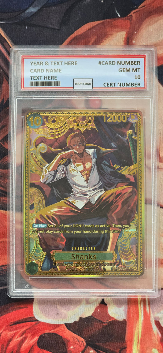 Graded PSA Style OP17 Shanks Gold SP OP13-028 Textured One Piece Card Game TCG Custom Made Proxy Slab