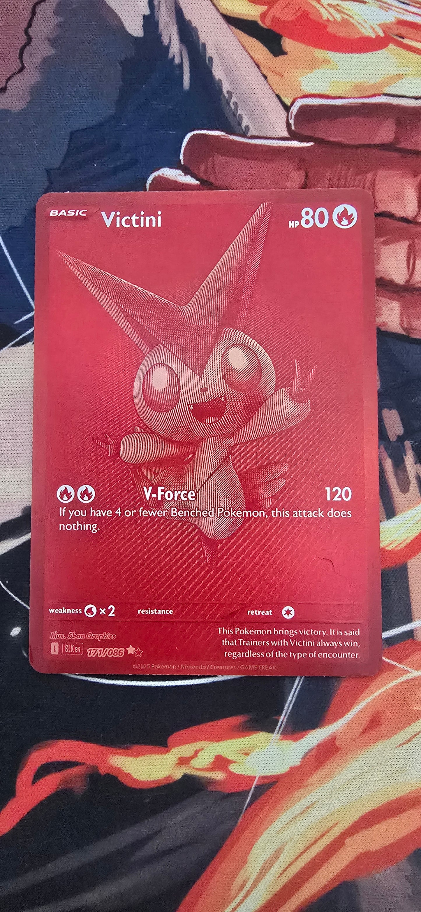 Victini 171 Black Bolt & 172 White Flare Pokemon Textured English Custom Made Cards