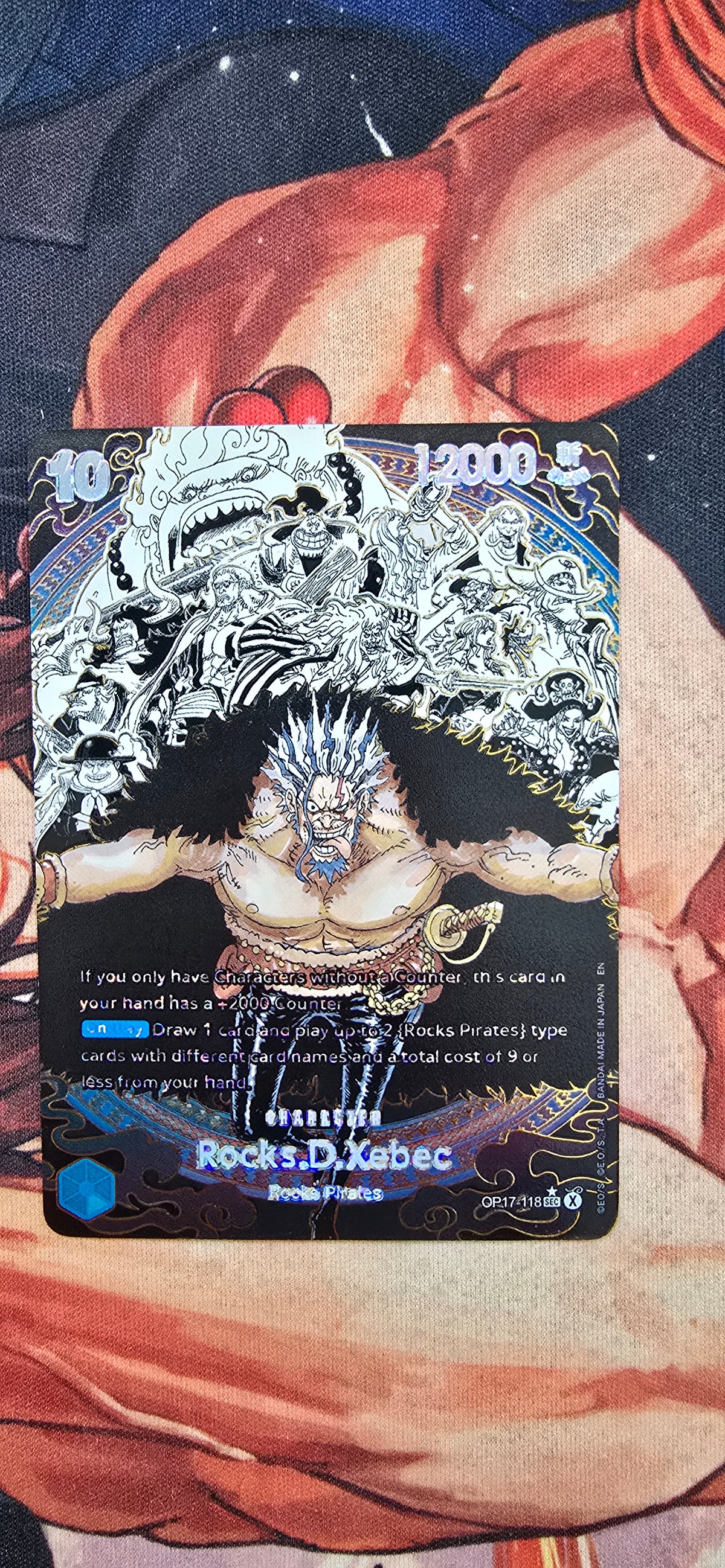 Rocks D Xebec OP17-118 SEC Pirate Crew Super Alt Manga Premium Textured One Piece Card Game TCG Custom Made Proxy Card