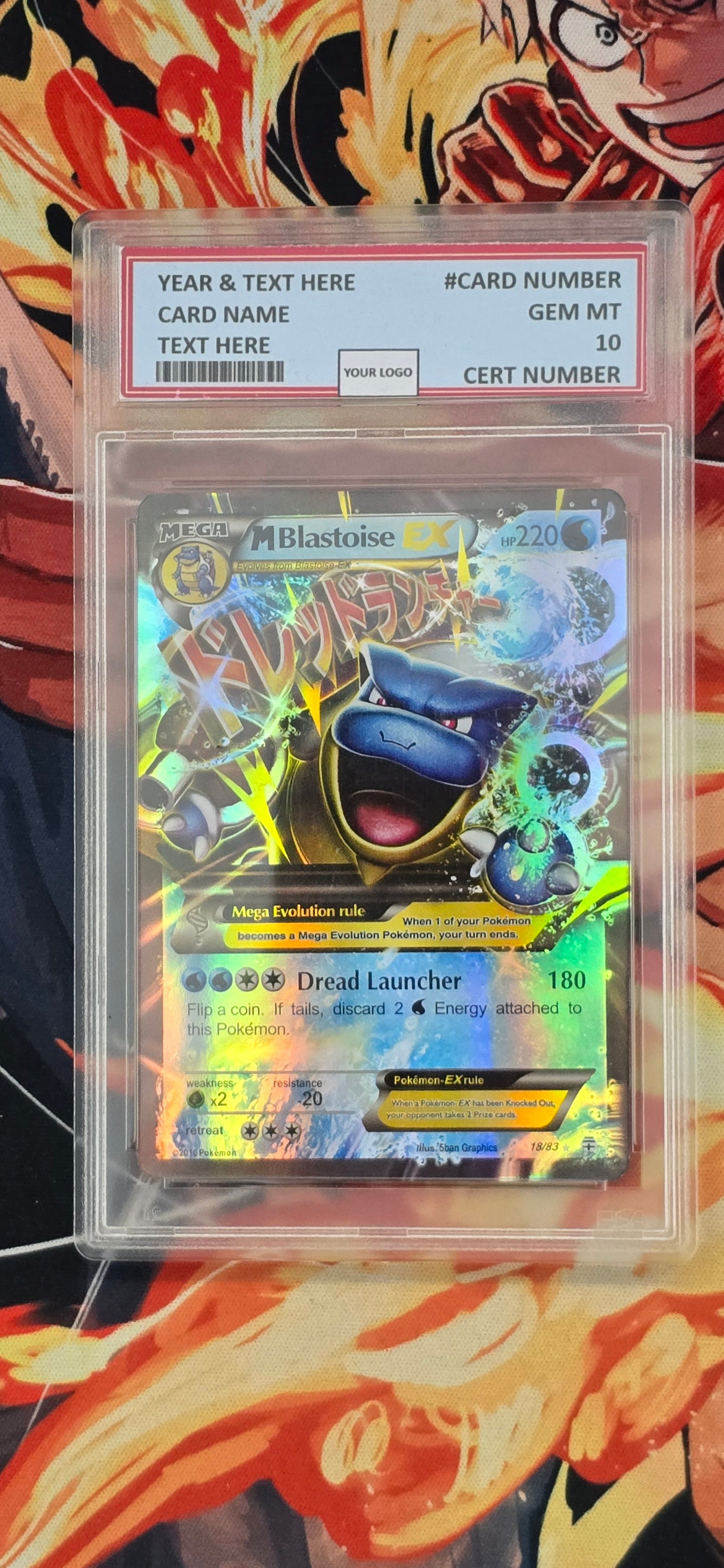 Graded PSA Style Mega Blastoise EX 18/83 XY Generations Holo Pokemon Proxy Card Slab