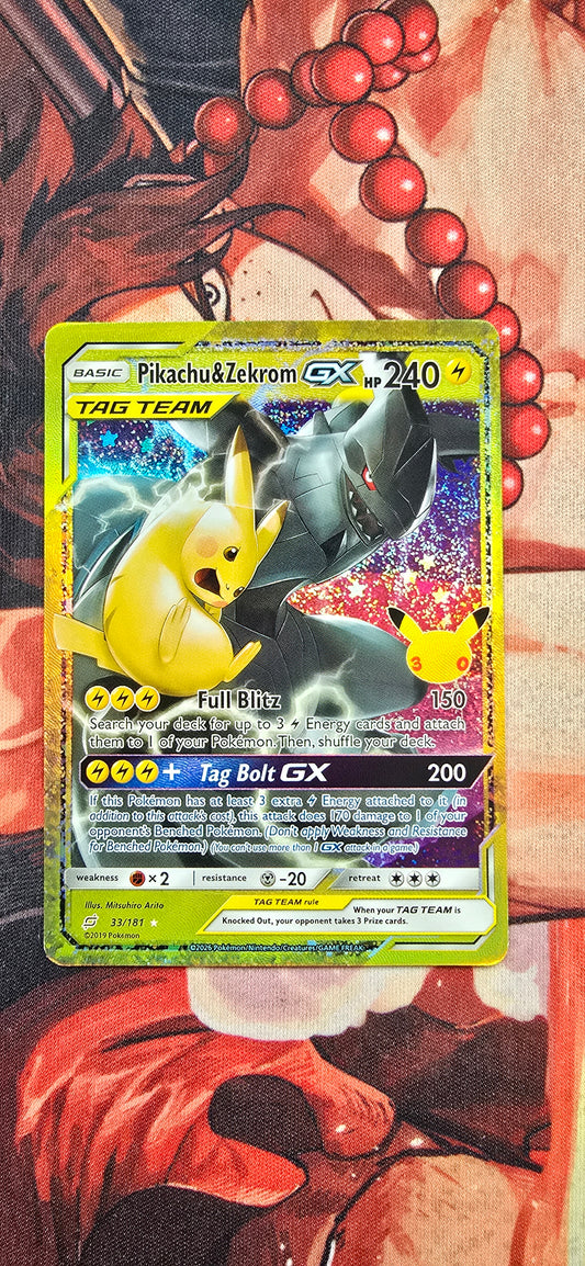 30th Anniversary Pikachu & Zekrom GX Tag Team Pokemon TCG Custom Made Proxy Card
