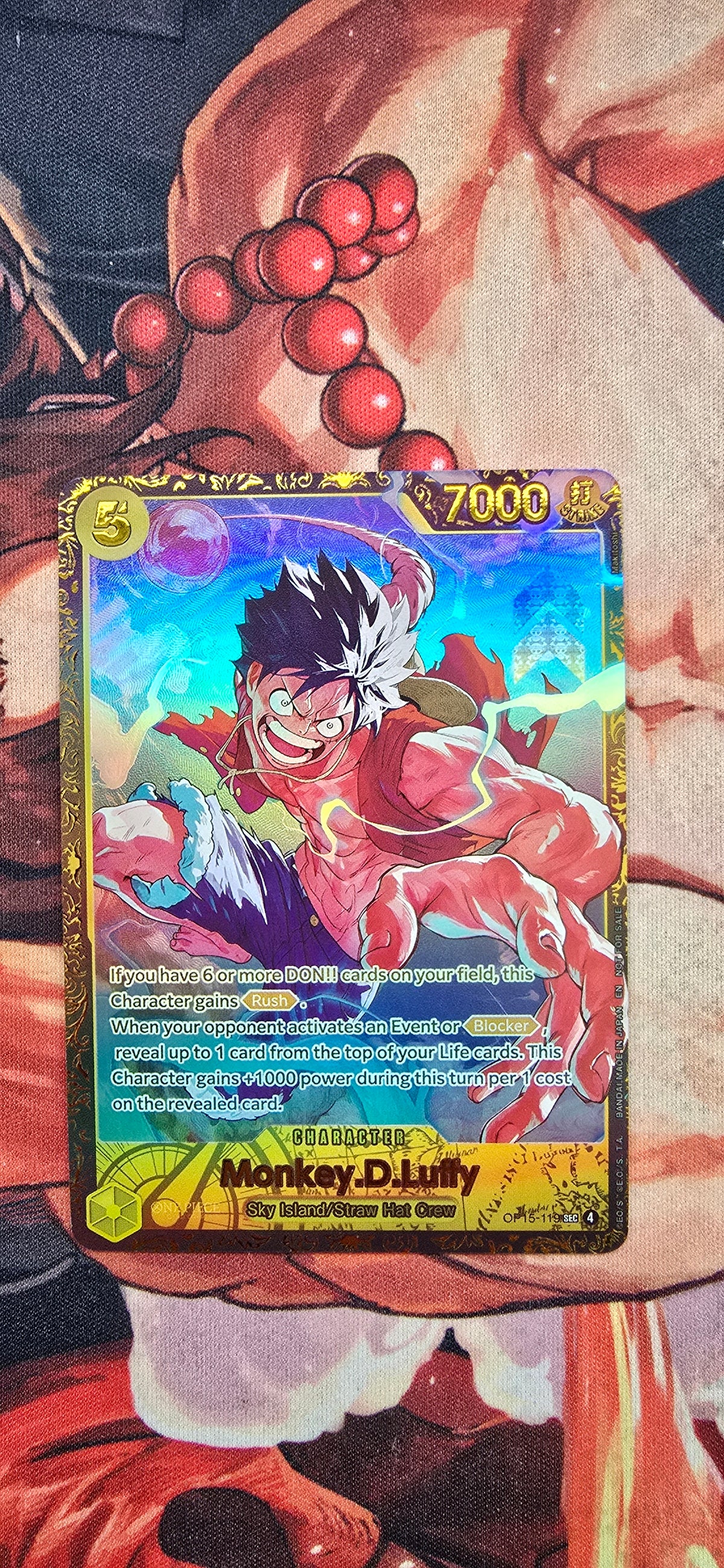 Monkey D Luffy 26-27 Regionals Top 8 OP15-119 Championship High Quality Textured OP One Piece Custom Made Proxy Card