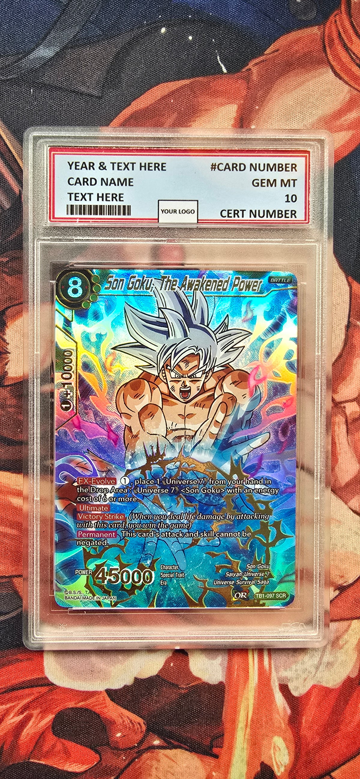 v3 PROXY Gem Mint 10 PSA-孙悟空觉醒力量 SCR 2018 力量锦标赛 #TB1-097 龙珠超