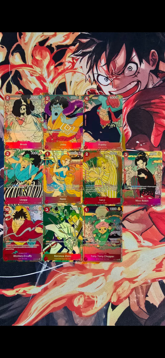 Preorder: 10 Card Bundle One Piece Card Game English 1st Anniversary Set Custom Made Cards