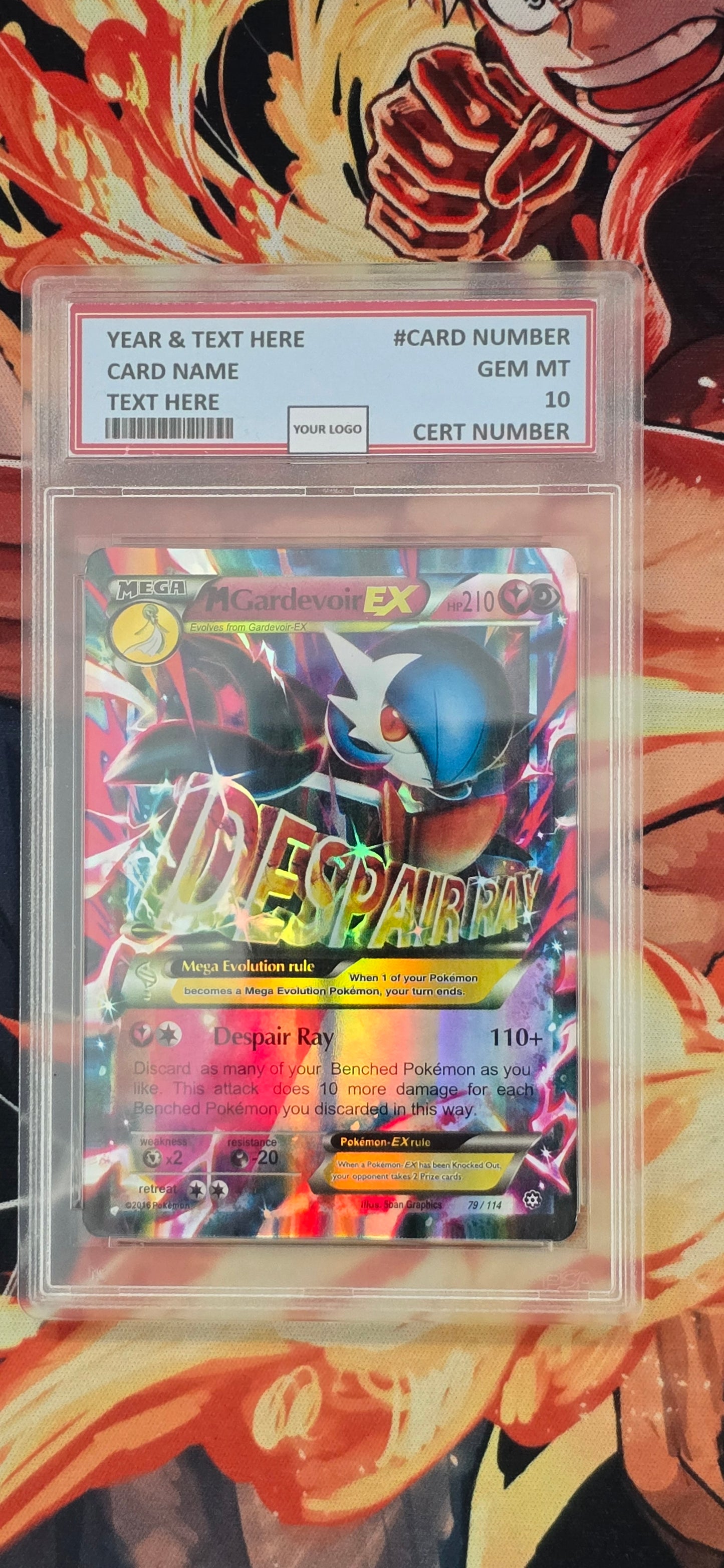 Graded PSA Style Mega Gardevoir EX 79/114 XY Steam Siege Holo Pokemon Proxy Card Slab