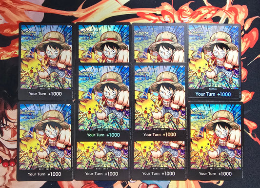 10 Cards: Pokemon x One Piece Pikachu & Luffy Custom Made DON Card Premium Quality Textured