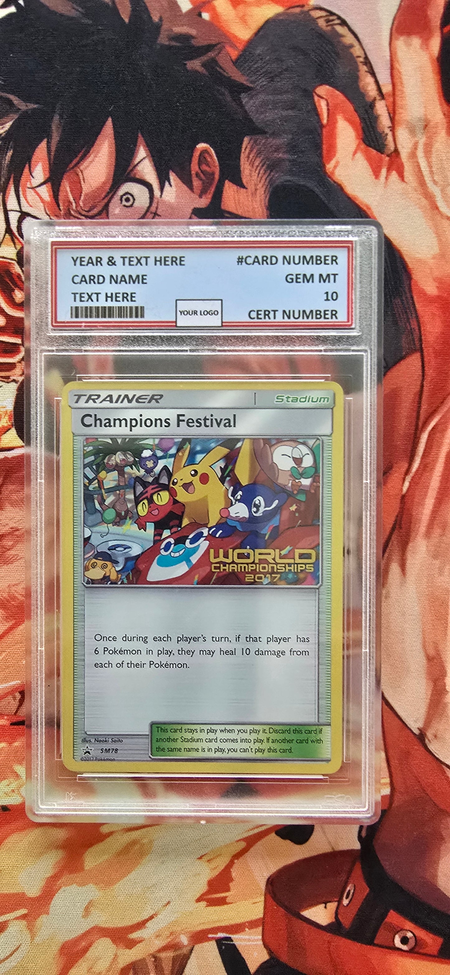 Graded PSA Style Pokemon World Championships Festival 2017, 2018 & 2019 SM78 SM148 SM231 Promo Black Star Proxy Card Slab