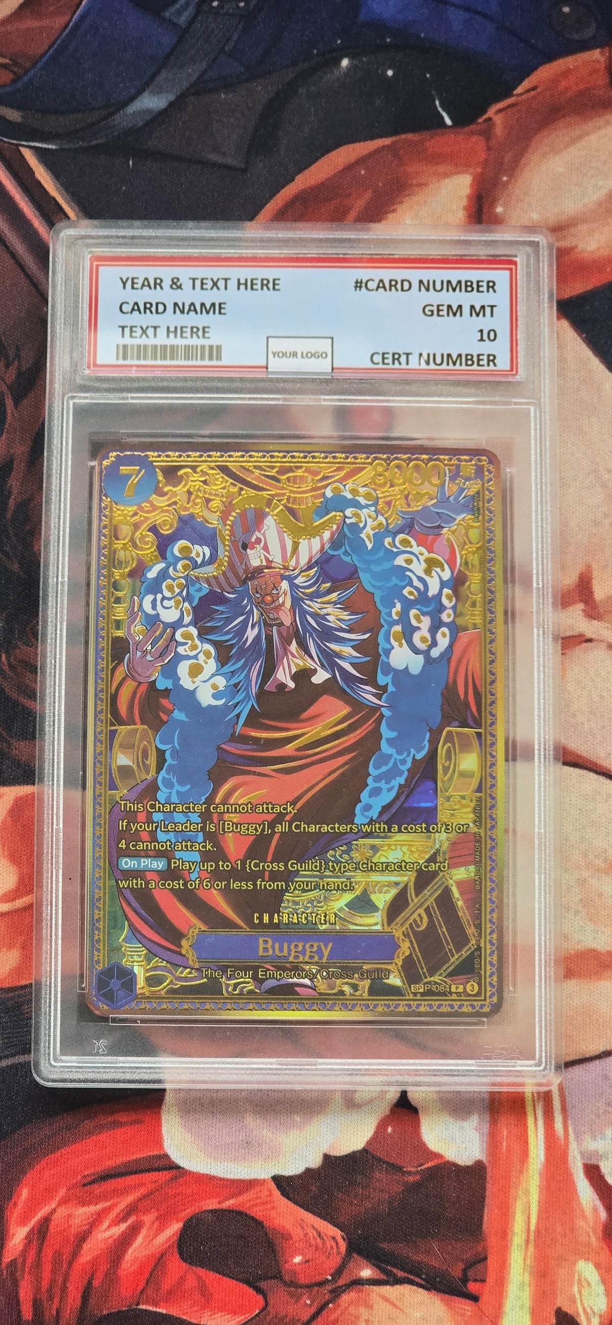 Graded PSA Style OP17 Buggy Gold SP P-084 Textured One Piece Card Game TCG Custom Made Proxy Slab